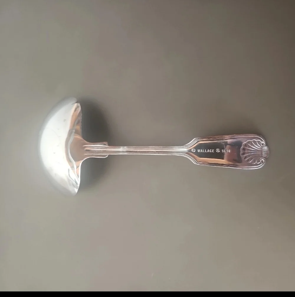 RARE Wallace GRANDE HOTEL Stainless 18/10 Shell Silverware Gravy Ladle spoon